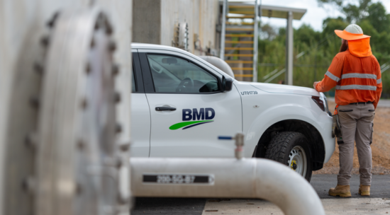 BMD ute onsite at wastewater sewer trunk mains