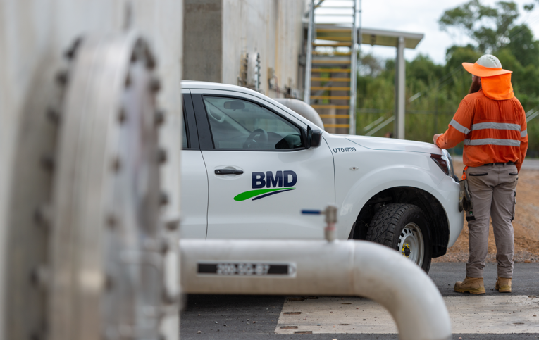 BMD ute onsite at wastewater sewer trunk mains
